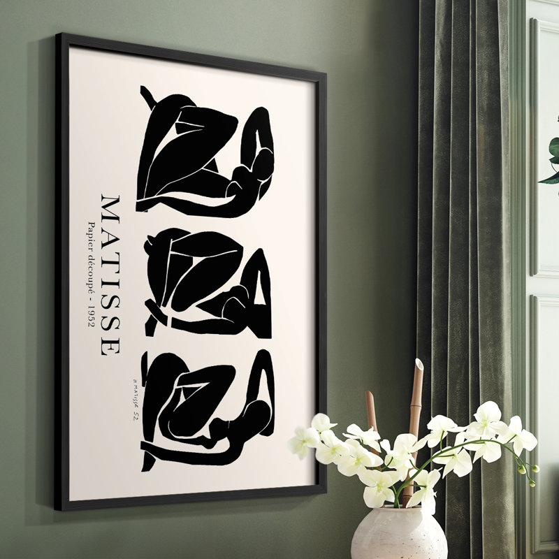 Matisse CCLXIV, reproduction encadrée - bois massif, Noir, noir, noir, noir, H 16 po x l 20 po