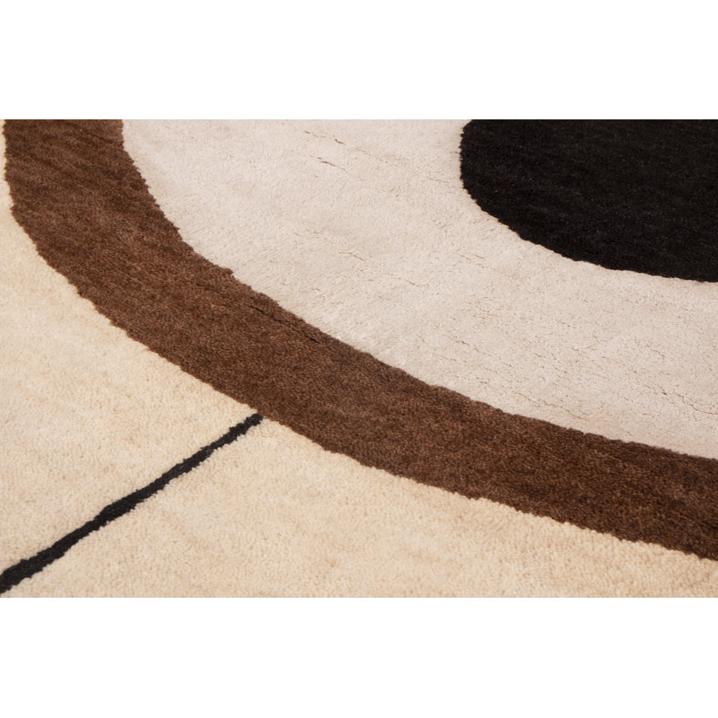 Mid Century Modern Hand Knotted Wool Geometric Area Rug, Rectangle 13' x 19'