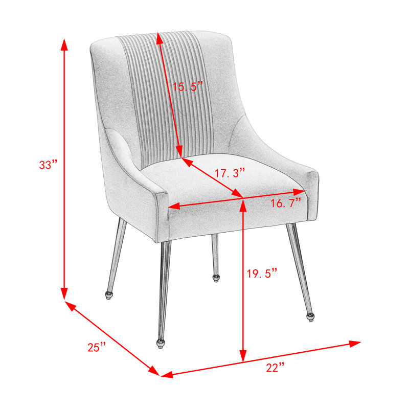 Elian Velvet Side Chair Dining Chair, Gray