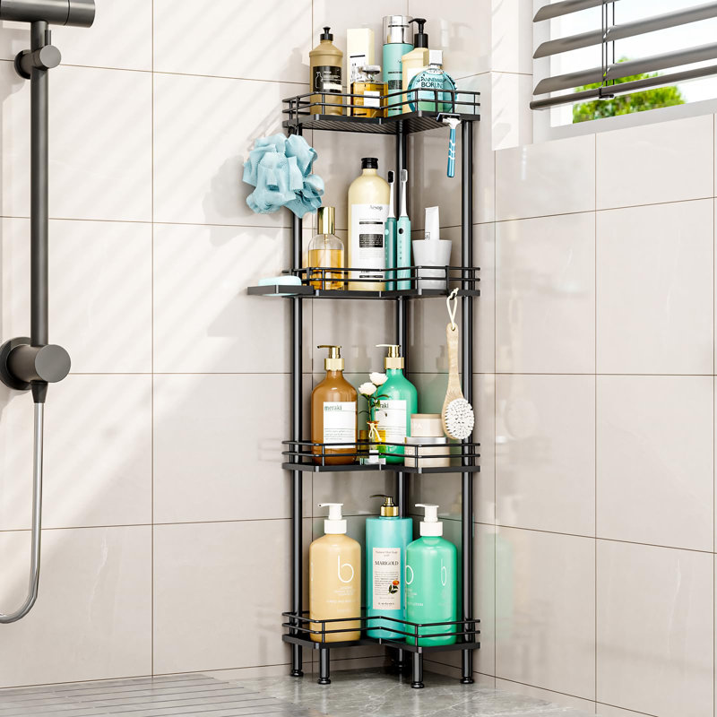 Corner Shower Caddy 4-Tier Organizer With Hooks - Rustproof Stainless Steel For Bathroom