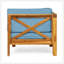 Causeuse modulaire à 2 places X-Back avec table basse, coussins d'extérieur résistants aux intempéries et structure en bois d'acacia durable