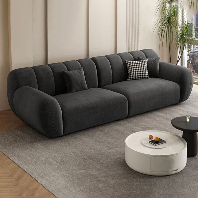 Canapé modulaire gris en polyester, Gris, 28,74 po H x 86,61 po L x 41,73 po P