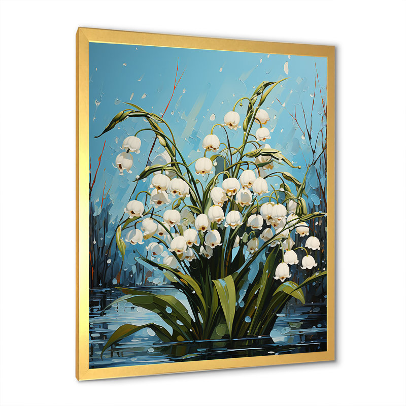 «Green Snowdrops», art mural sur toile, H 32 po x l 16 po, Cadre doré simple