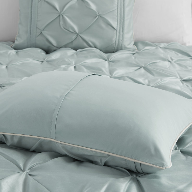 Laurel 7 Piece Tufted Comforter Set, Full Comforter + 1 Bed Skirt + 2 Shams + 3 Decorat, Seafoam