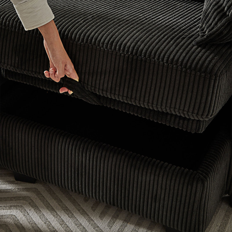 Canapé-lit modulaire moderne avec repose-pieds modulaire Sectiona, Noir
