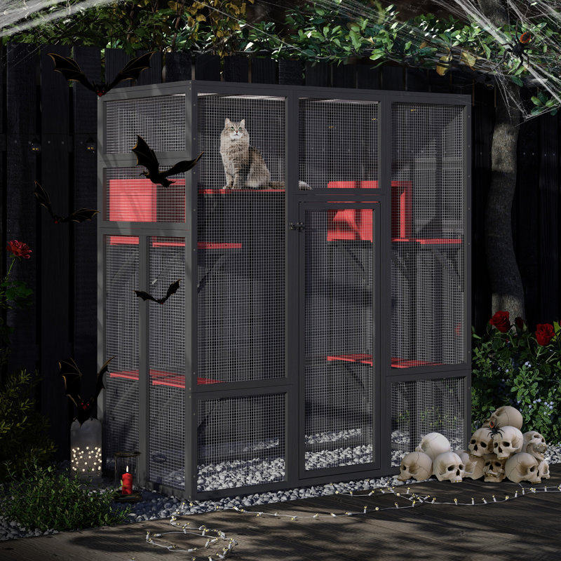 Cat Cage, Black/Red