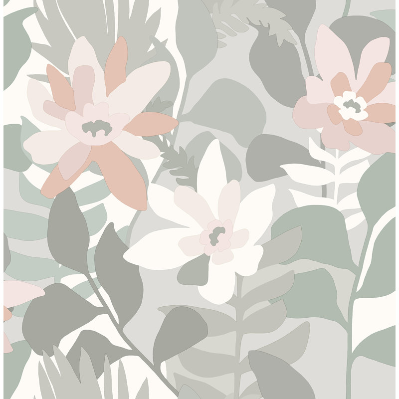 Floral Wallpaper Roll, Gray