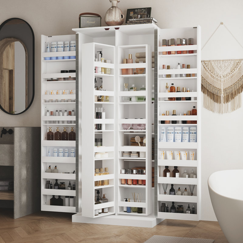 Two Door Bathroom Storage Storage Cabinet With 42 Shelves