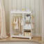 Wooden End Table With Storage Shelves And 3 Side Hooks