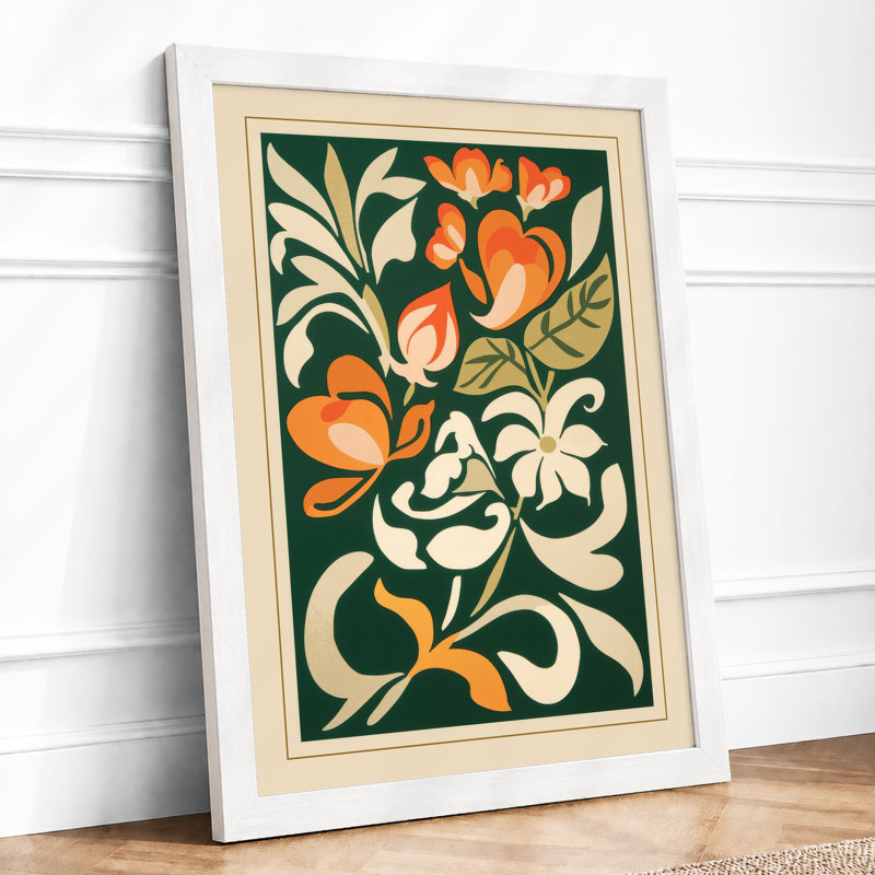 Orange Blooms, Art Nouveau Botanical - Print, A3 - 42.0 x 29.7 cm, White
