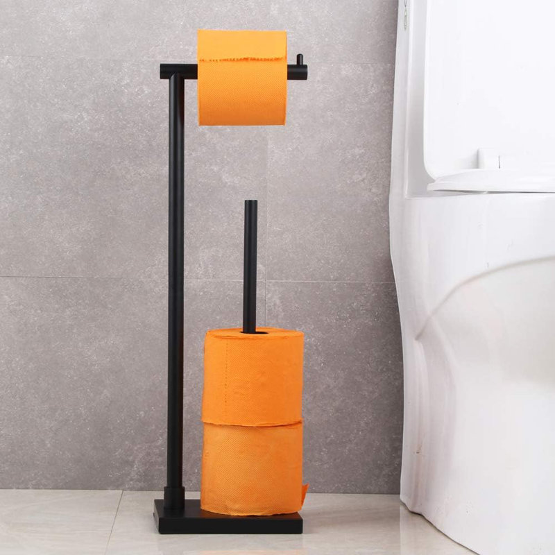 Porte-papier hygiénique autoportant moderne avec rangement de réserve, porte-papier hygiénique en acier inoxydable Sus304 durable, conception peu encombrante pour la maison ou le bureau