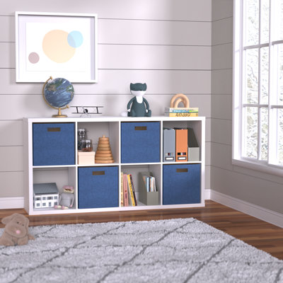 Decorative 8 Cube Bookcase With Premium Fabric Bins