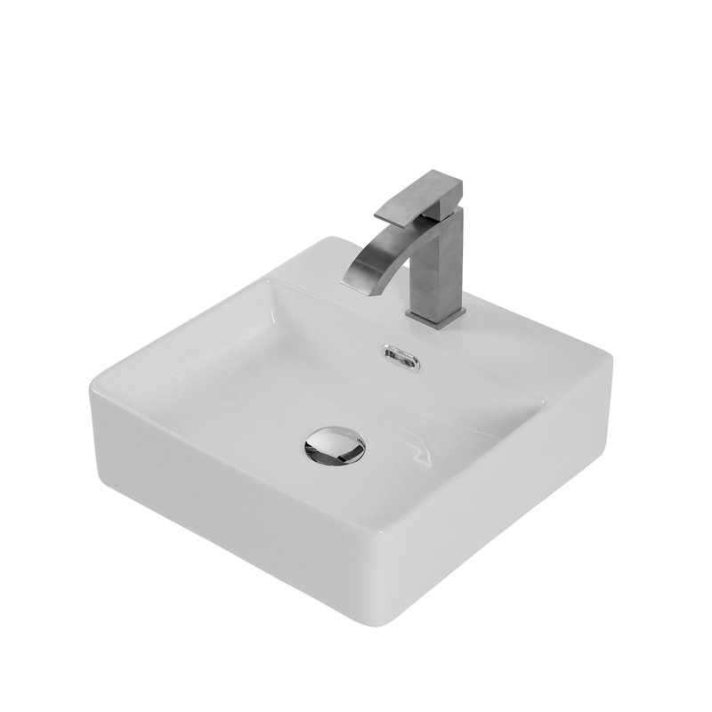 Lavabo de comptoir en céramique blanche - Lavabo de salle de bain ultrabrillant