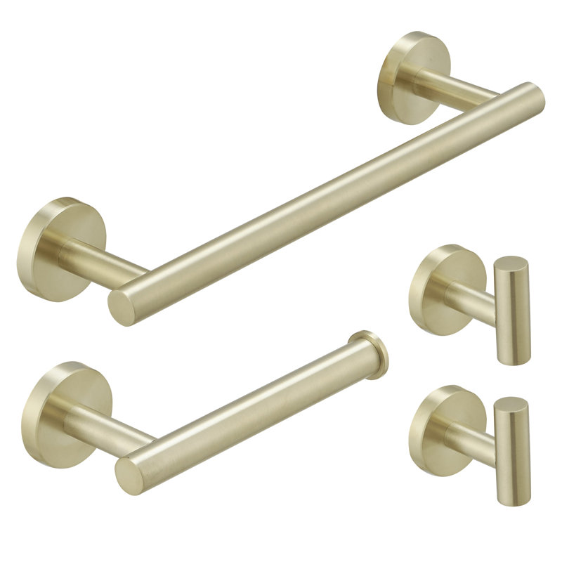 4 - Piece Bathroom Hardware Set, Brushed Gold