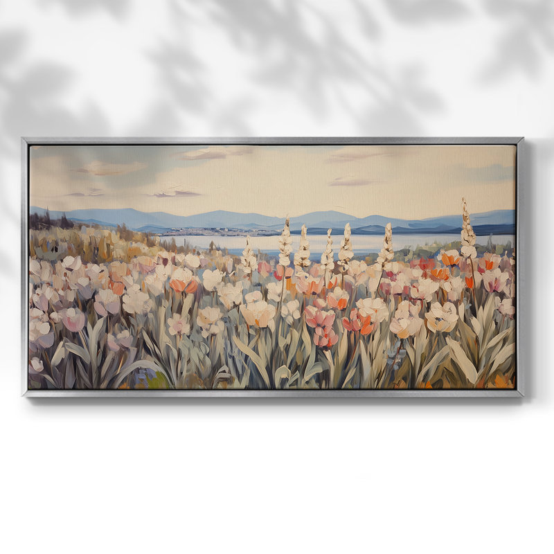 Botanical Series-CCL III- Toile tendue avec châssis tendue, prête à être accrochée, H 21 po x l 41 po, Argent argent