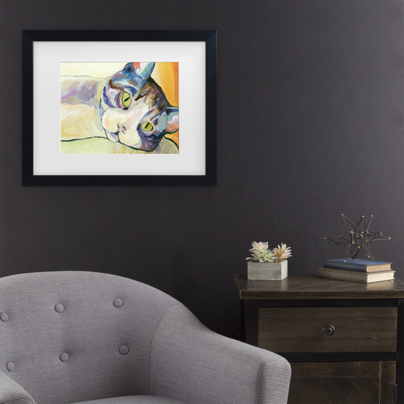 " Sunbather " by Pat Saunders-White, 11" H x 14" W x 0.5" D, Black Framed