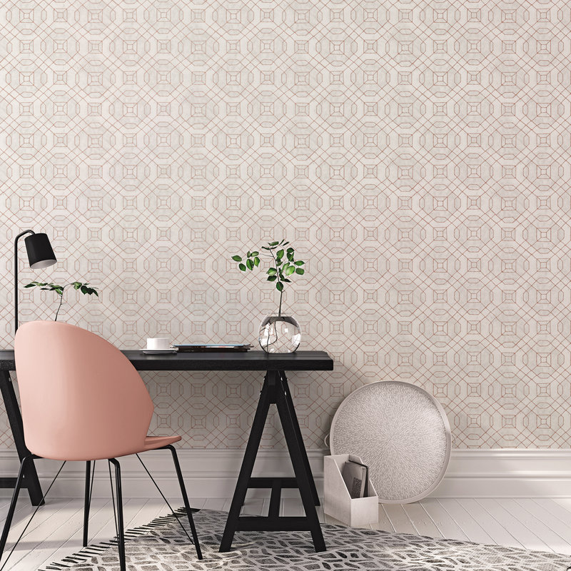 Palni 10m x 53cm Textured Metallic Finish Paste the Wall Wallpaper Roll, Rose Gold