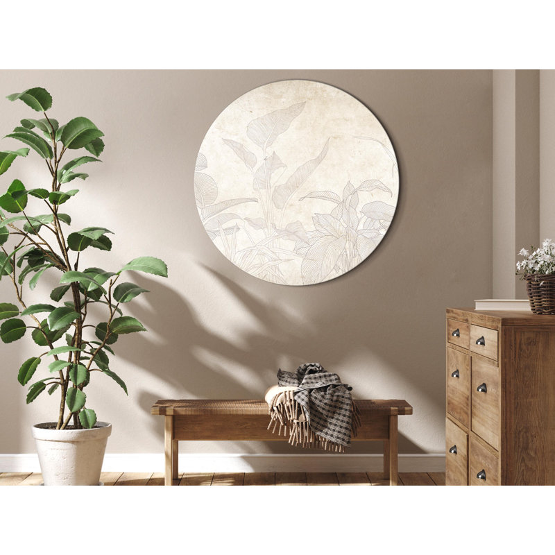 Round Canvas Print - Muted exotic greenery