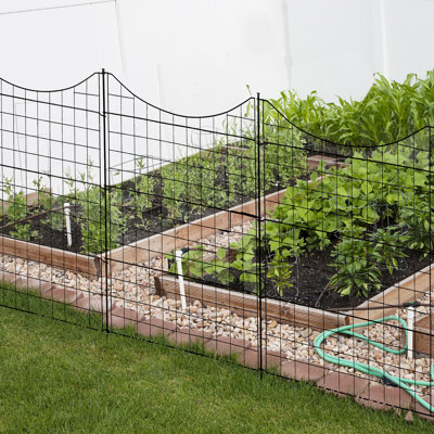 Clôture de jardin 38,5 po en métal avec porte (5 panneaux)