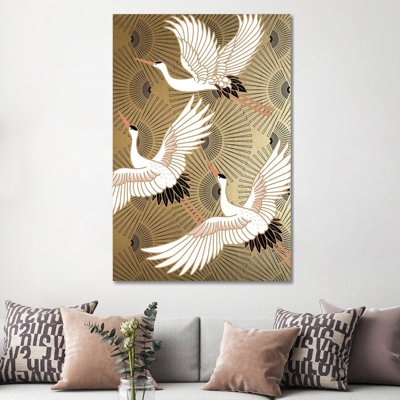 Crane Japenese II by Nikki Chu - Wrapped Canvas Print