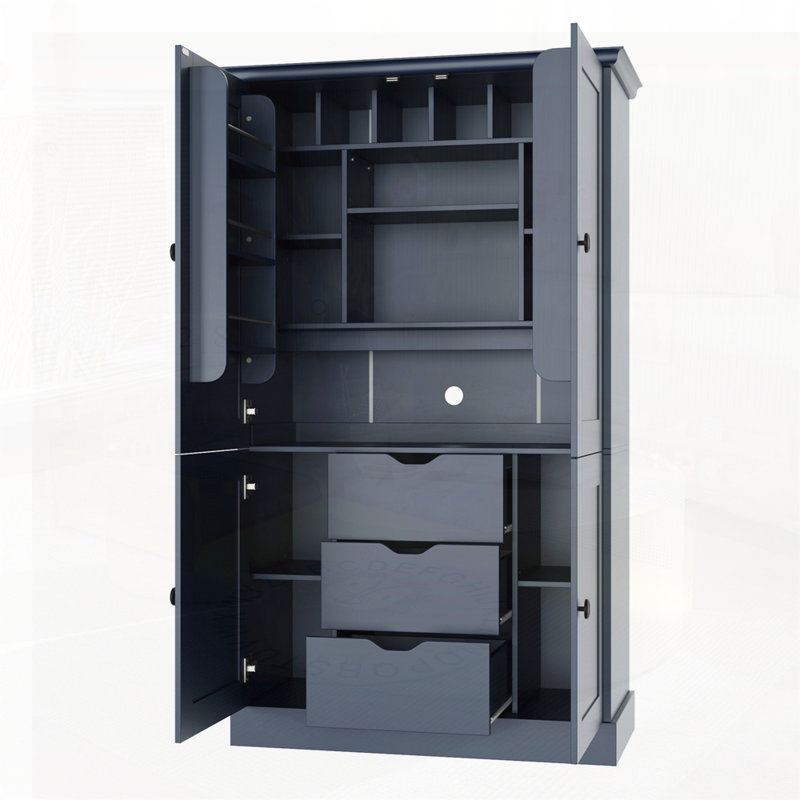 Armoire de cuisine autoportante, poste de travail de rangement haut, Bleu