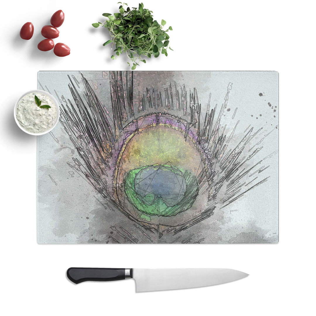 Tempered Glass Peacock Feather Chopping Board
