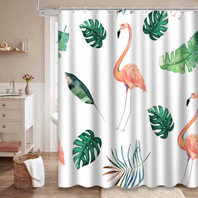 Rideau de douche imperméable aquarelle tropicale avec 12 crochets