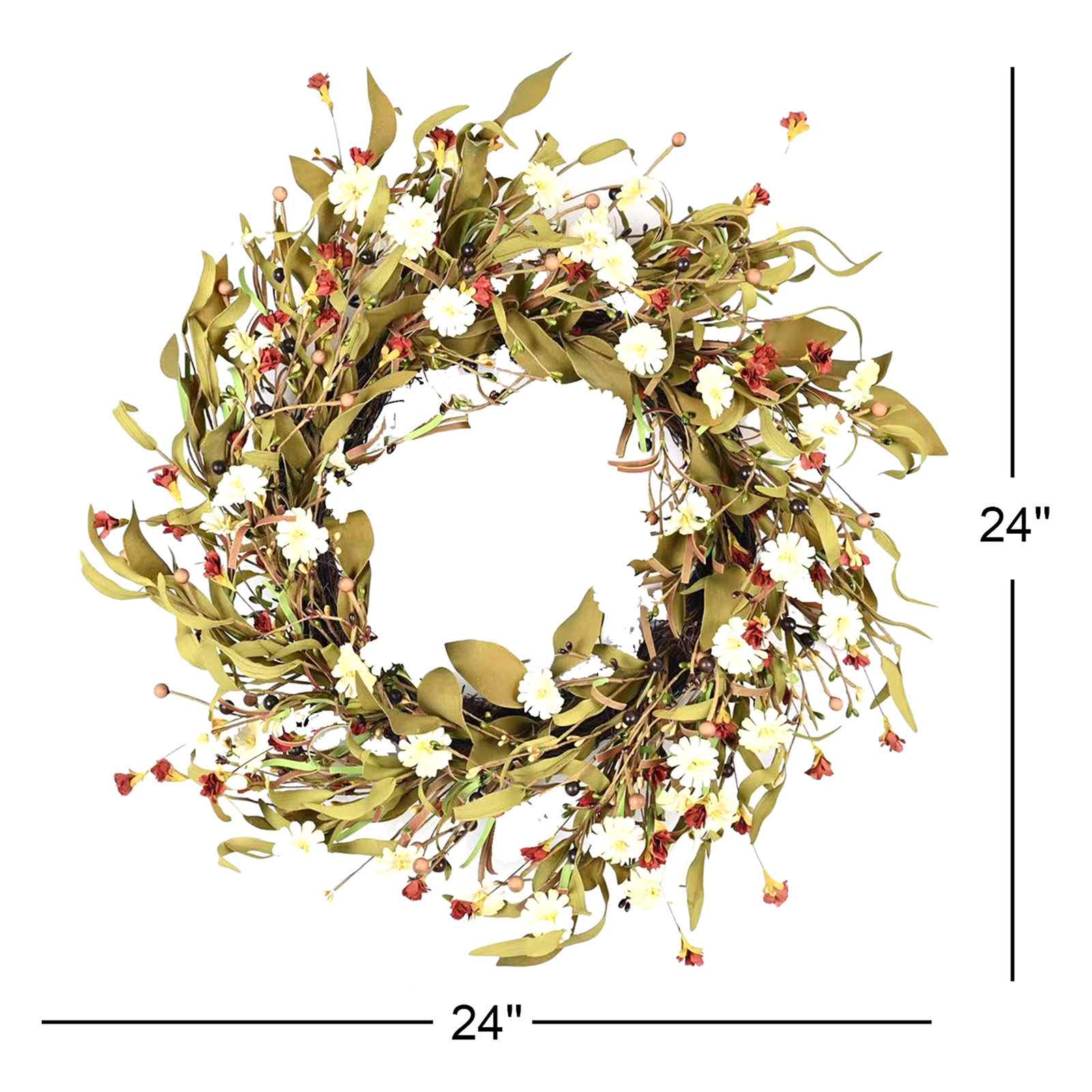 24" Handcrafted Wildflower No Holiday Wreath