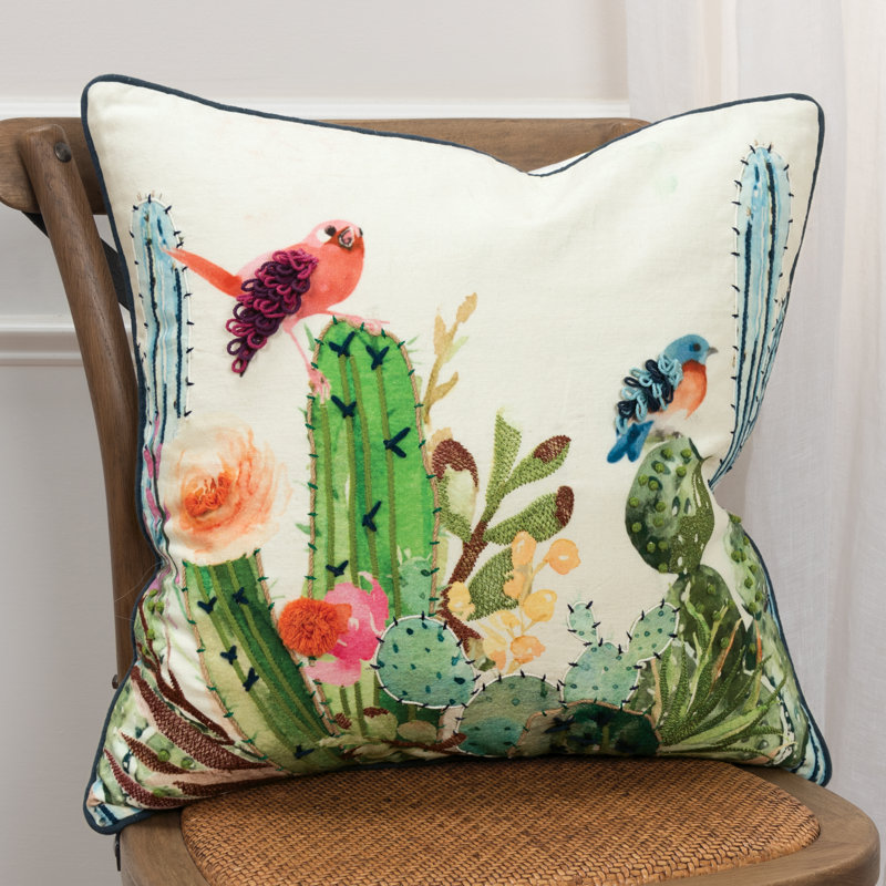 Embroidered Cotton Throw Pillow