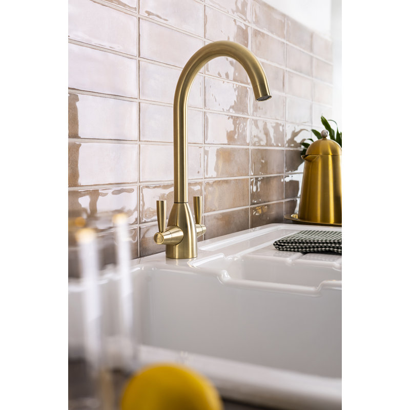 Abode Zermat Dual Lever Kitchen Mixertap, Brushed Brass