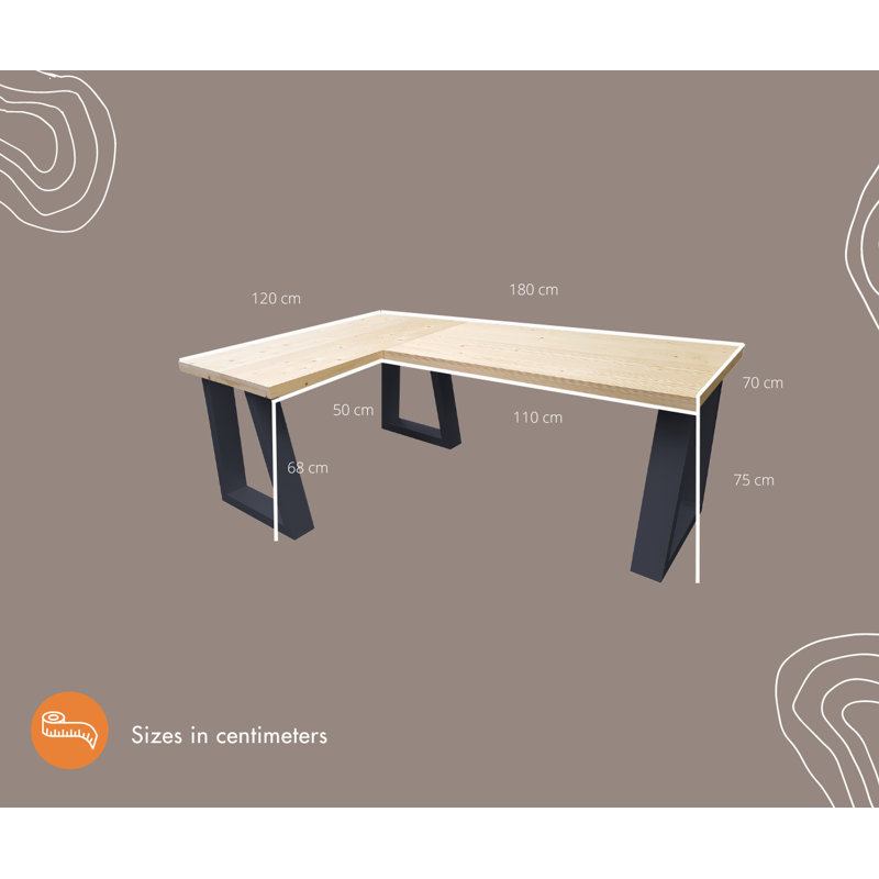 Flippin L-Shaped Writing Desk, 75cm H x 180cm W x 120cm D, Anthracite