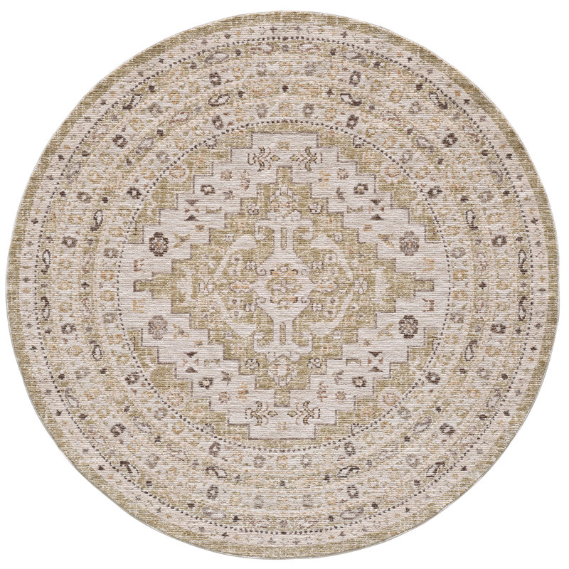 Mira Cellar Machine Woven Performance Area Rug - Ivory/Sage - 7'10" Round, 7'10" Round