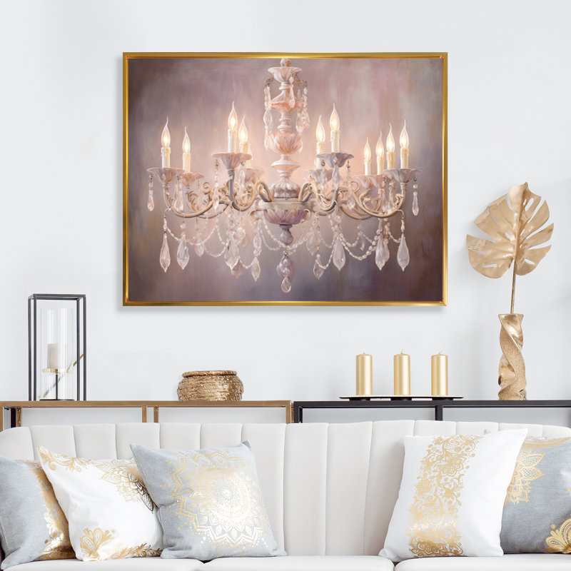 Chandelier Serene Lustre II, reproduction d'art sur toile, H 30 po x l 40 po x P 1,5 po, Encadrement doré