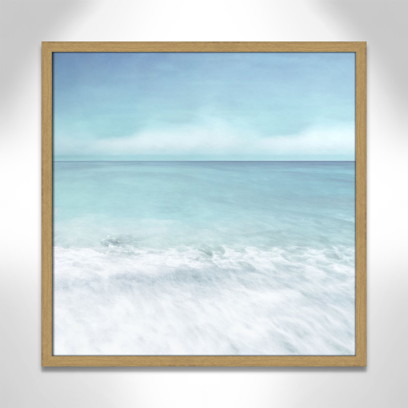 «Tranquil Ocean Waves Beach I» par Christine Zalewski, Grain de bois naturel, L 23,5 po x H 23,5 po, Impression encadrée
