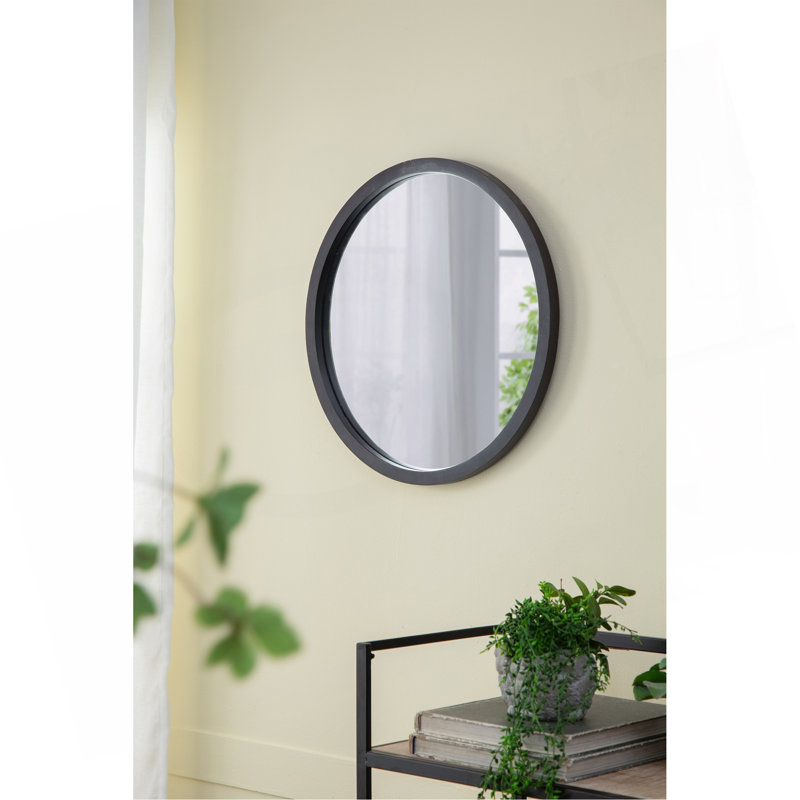 Miroir mural circulaire 20 "x 20" avec cadre en bois, miroir mural pour salon, salle à manger, vestibule, salle de bain, bureau