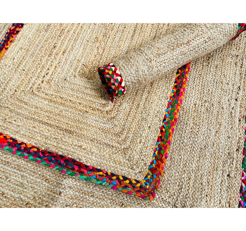 Eshanni Geometric Hand Braided Area Rug, Rectangle 60 x 90 cm