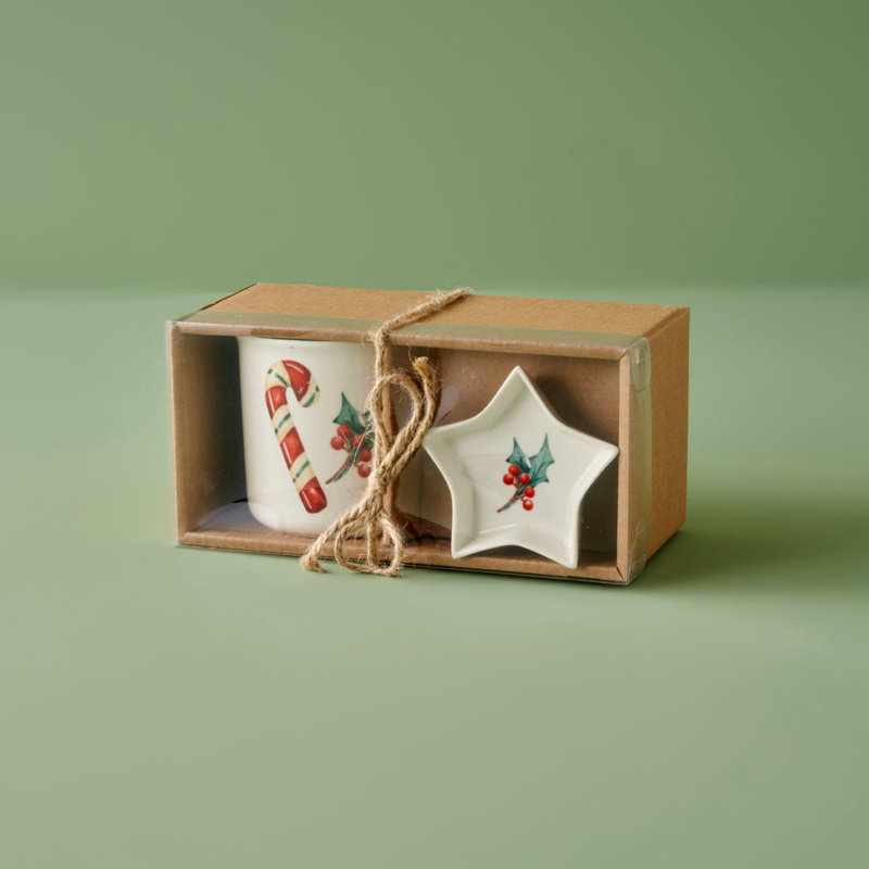 Candycane Porcelain Mug Set
