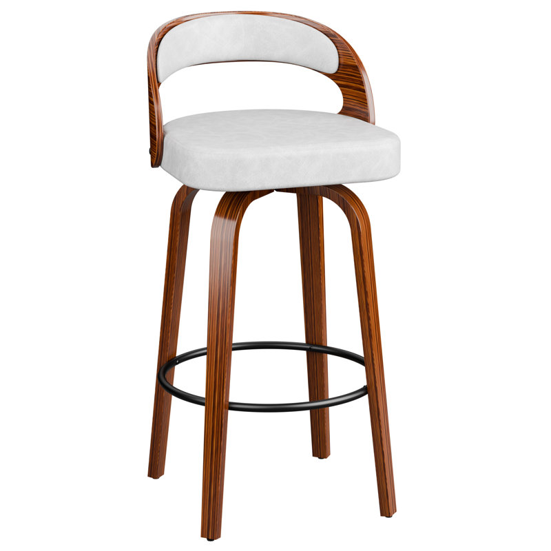 29.2'' Swivel Solid Wood Bar Stools, White, 1