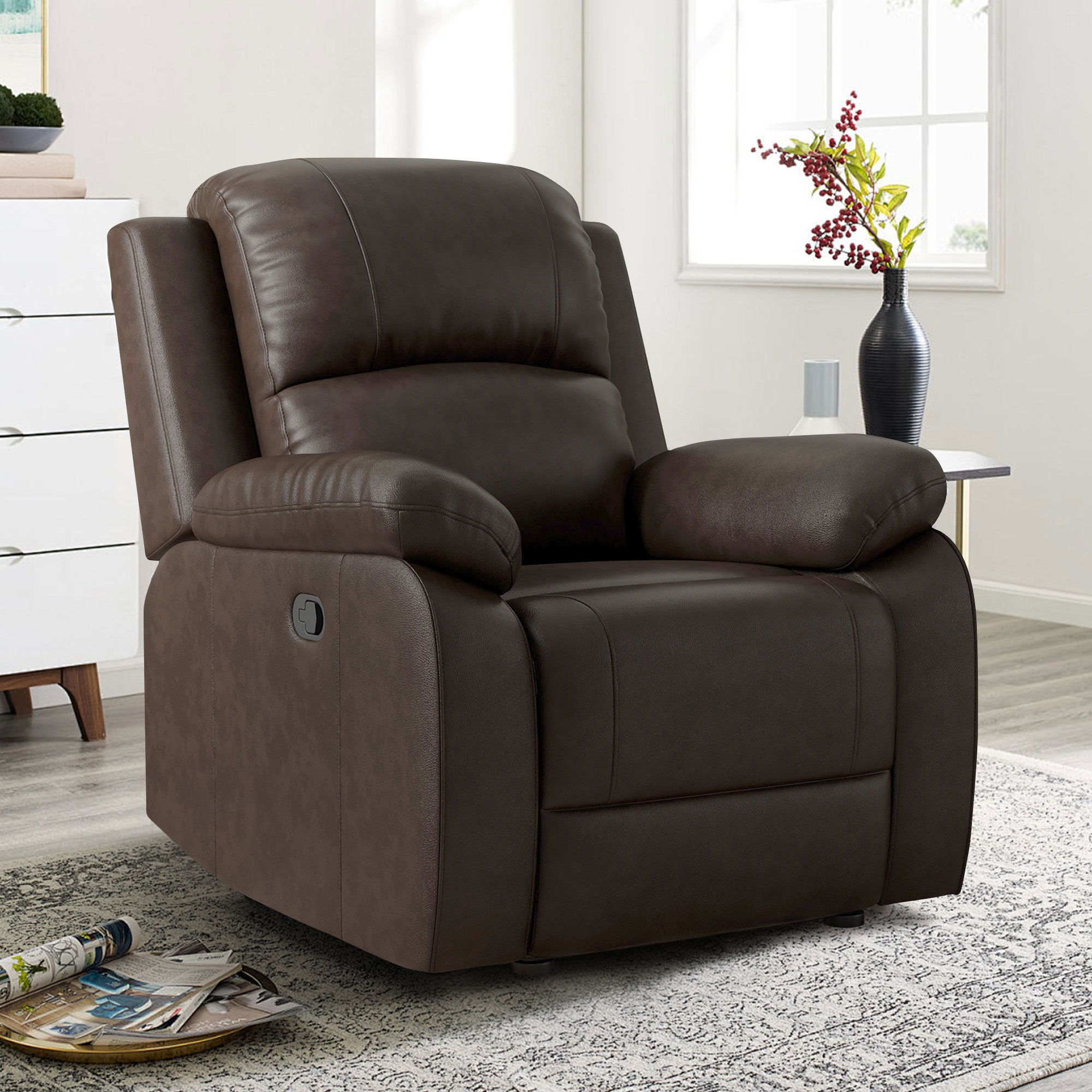 Latitude Run® 34.6'' Wide Modern and Overstuffed Breathable Faux