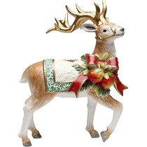 Set Of 2 Glitter Reindeer Christmas Decorations- ECOHDT Lighted Indoor  Christmas Ornaments- Holiday Party Deer Figurine Statues Dinner Tabletop