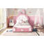 Lit plateforme simple tapissier avec tête de lit en forme de lapin-1274848090