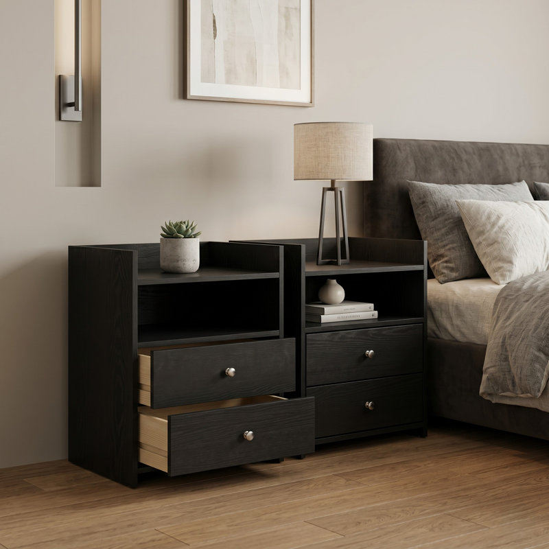 Vail 2 Drawer Nightstand (Set Of 2), Black