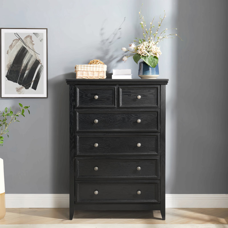 Commode 5 tiroirs Rajene, Noir