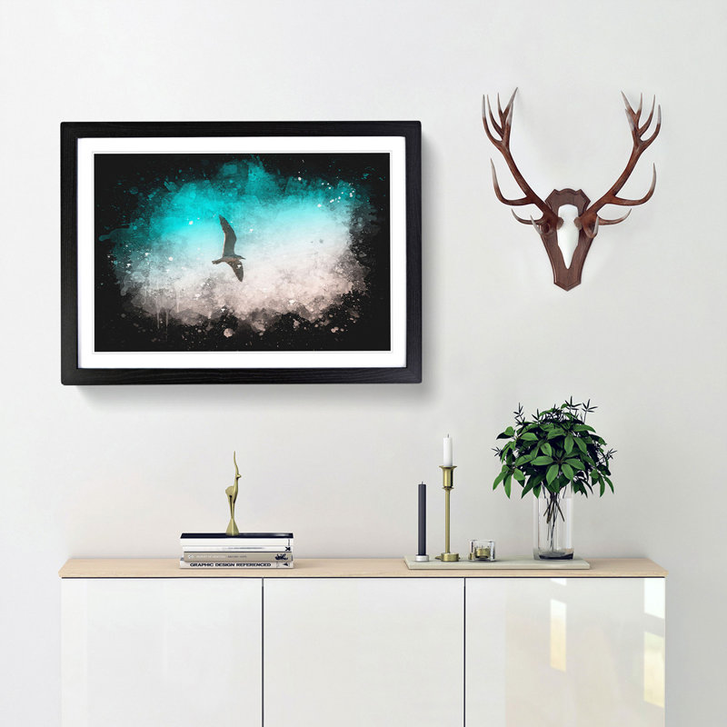 Soaring Seagulls - Picture Frame Graphic Art, 45cm H x 63cm W x 2cm D, Black Framed