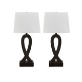 29 Inch Table Lamp Set Of 2, Black Sculptural Solid Base, Empire Hardback