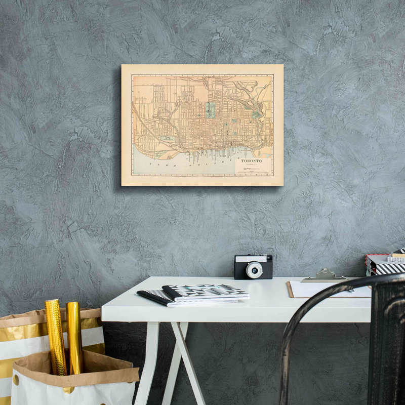 «Map of Toronto» par Wild Apple Portfolio, art mural sur toile, H 12 po x l 16 po x P 0,75 po
