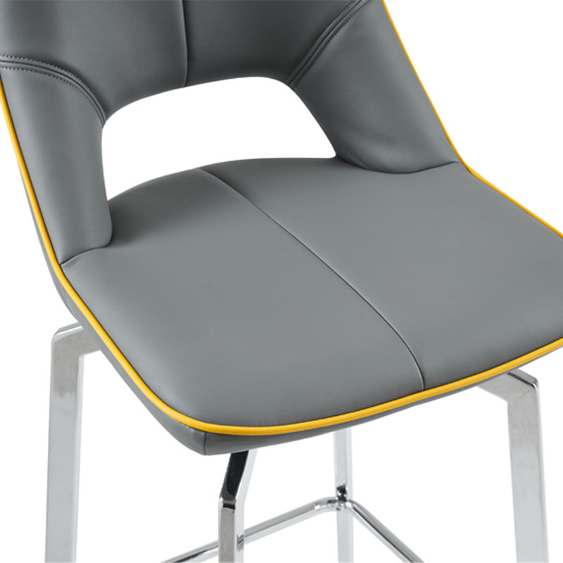 Bacarri Swivel Upholstered Counter Stool with Metal Frame, Light Grey