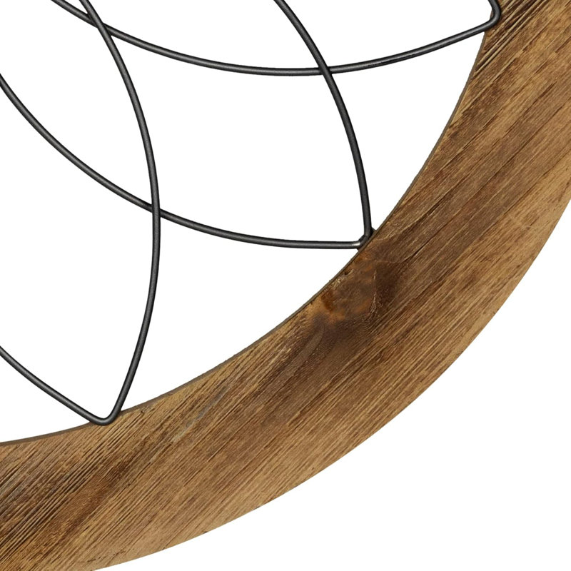 Décoration murale ronde médaillon, H 25,75 po x l 25,75 po x P 1,75 po, Brun