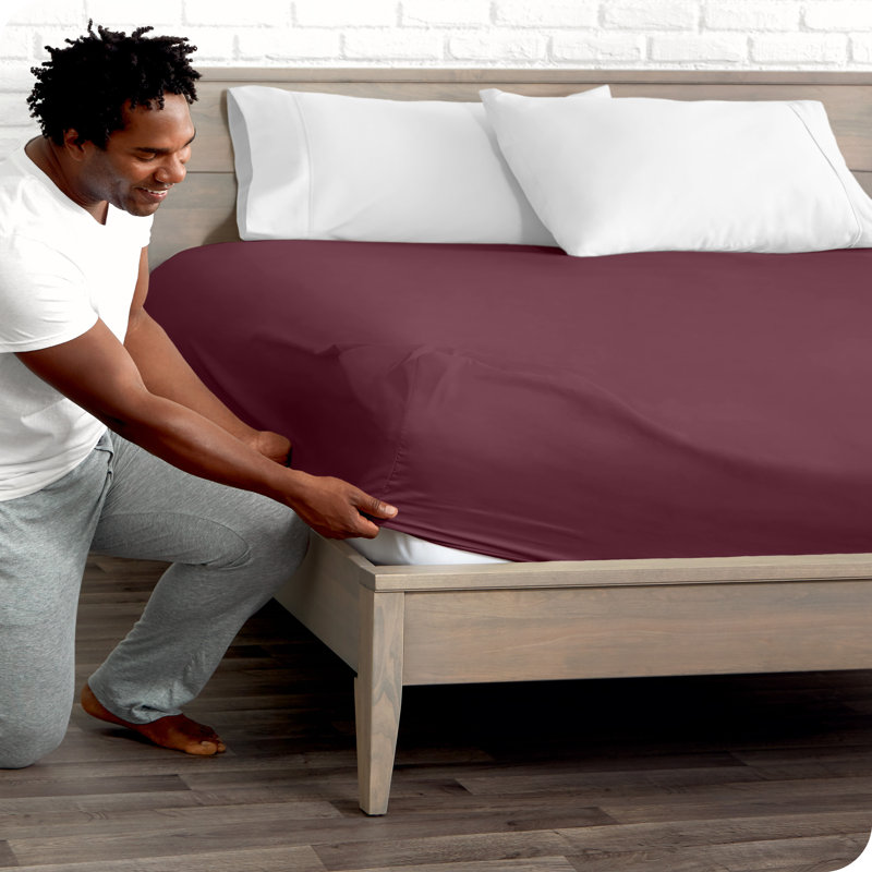 Fitted Bottom Sheet, Burgundy, Super King