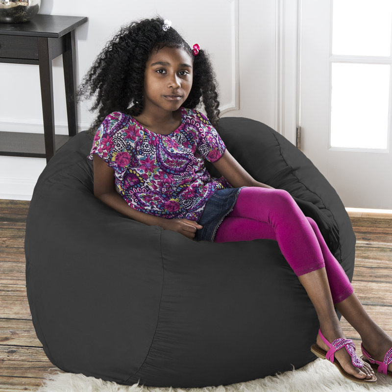 Saxx 3 Foot Round Bean Bag w/ Removable Cover, Black